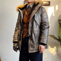 CD2375 Red Tornado Big Size Super Warm Mens Genuine Cow Leather 90% Duck Feather Jacket Long N3B Coat