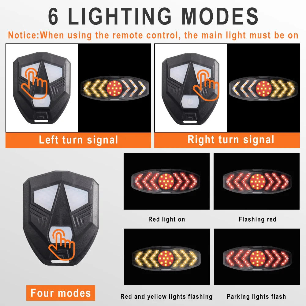 Description Picture 5 of itemTurn Signals Taillight With Horn Mountain Tail Light USB Rechargeable for Ninebot Max G30 Rear Fender Remote Control Flashing
