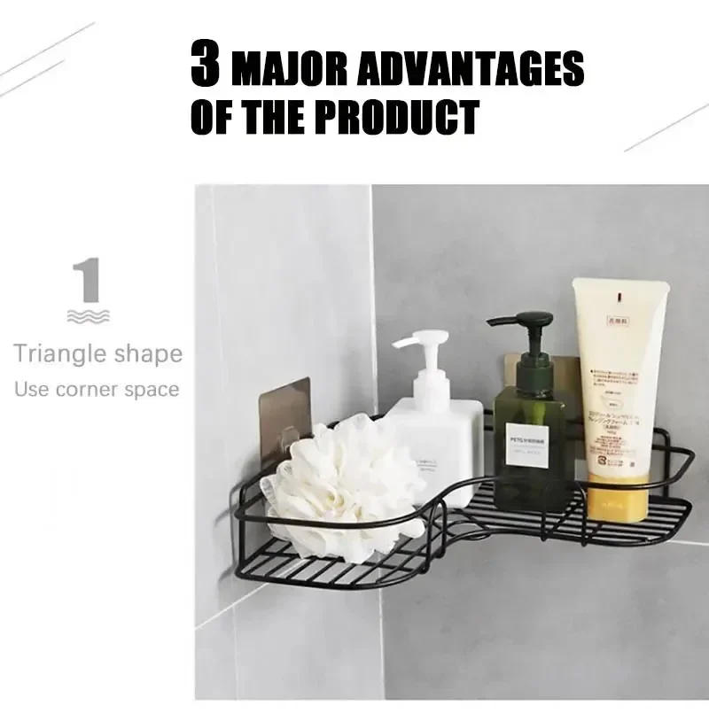 Description Picture 5 of itemToilet Storage Rack Bathroom Shelf No-Drill Corner Shelf Shower Wall Mounted Shelf Bracket Bathroom Accessory Organizer Shampoo