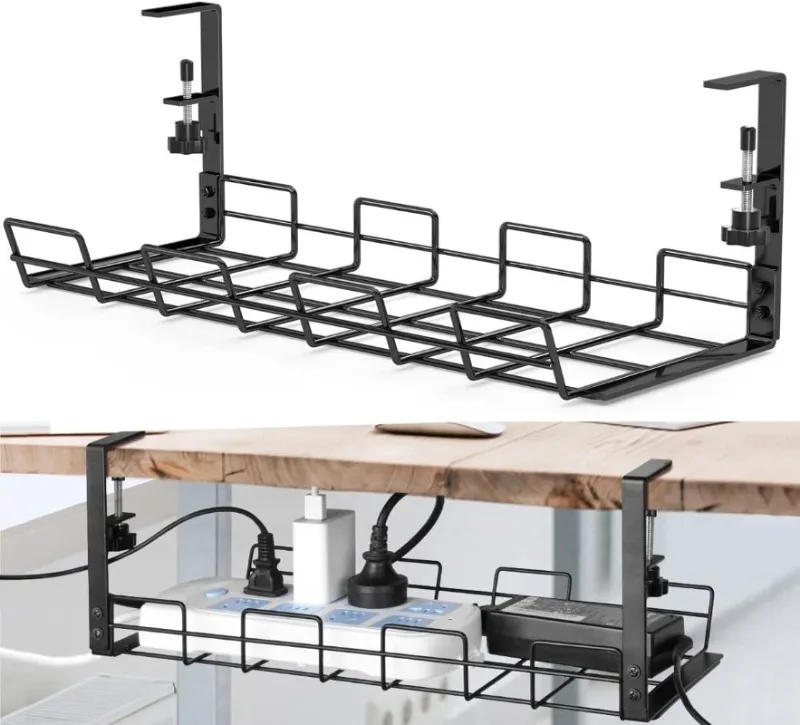 Description Picture 2 of itemStorage Rack-No Drill Under Desk Cable Management Tray, Sturdy Metal Wire Organizer Under Desk Basket for Office and Home
