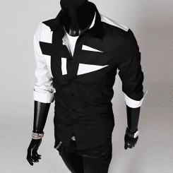 Fashionable men's luxury high-quality casual office formal T-shirt shirt splicing black and white colors with popular style tops