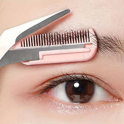 Pink Eyebrow Trimming Scissors + Eyebrow Trimming Combination with Built-in Comb Precise Beauty Tools Create The Perfect Eyebrow