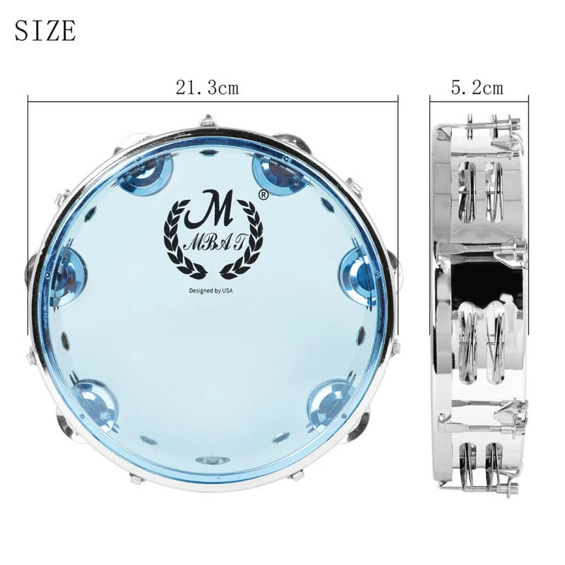 Description Picture 2 of item8/10 Inch Tambourine Adjustable Tone Hand Drum Double Row Drum for Christian Dance Tambourine Orff Percussion Instrument
