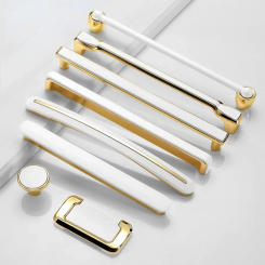 Modern Simple Gold White Cabinet Door Drawer Handles Wardrobe Knobs Kitchen Cabinet Pulls Cupboard Handles Furniture Hardware