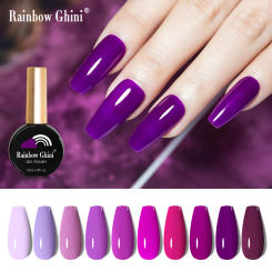 Rainbow Ghini UV LED Glitter Purple Gel Nail Polish 15ml Manicure Art Accessories Nail Glue Supplies for Professionals Varnishes