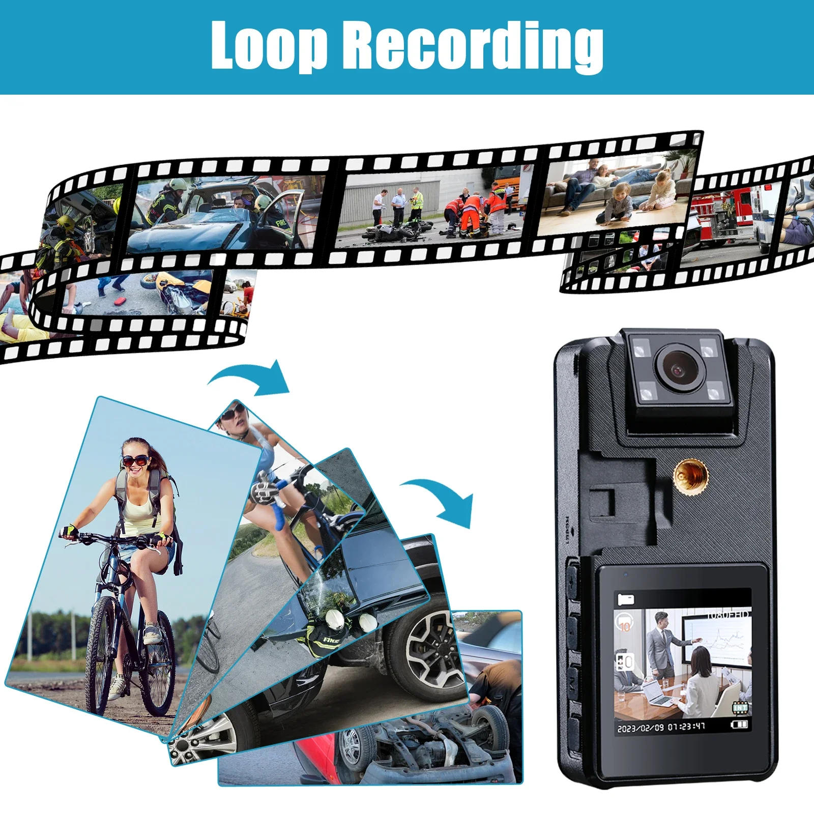Description Picture 3 of itemA39 Full 1080P HD Mini Camera 3000mAh Camcorder Body Mount Cam Small 180° Rotating Bike Camera Sports DV Car DVR Webcam