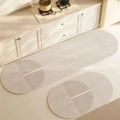 Super Absorbent Kitchen Mat Non-slip Diatomite Kitchen Rug Elliptical Long Carpet Simple Line Bathroom Mat Kitchen Supplies 주방매트