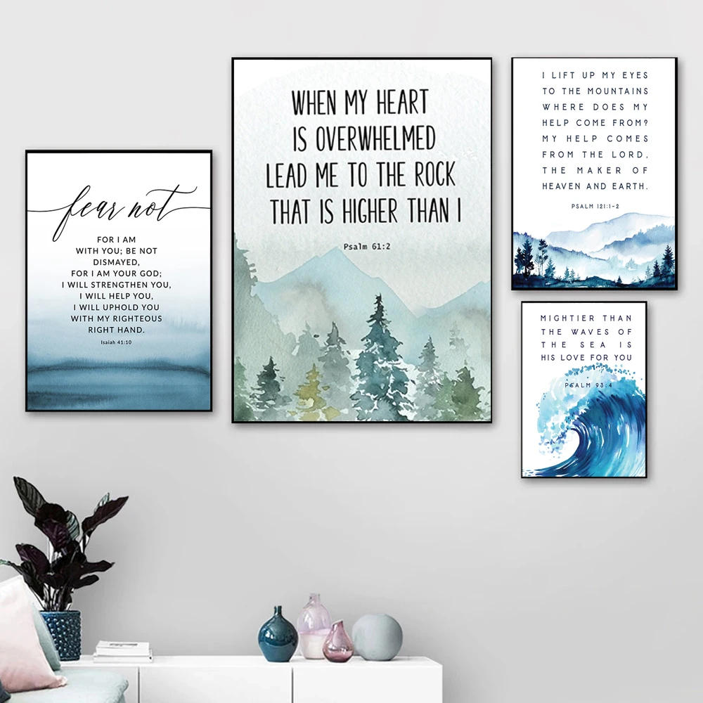 Description Picture 3 of itemChristian Wall Pictures Psalm 121 Bible Verse Quote Canvas Painting Scripture Wall Art Prints Baptism Gift  Faith Poster Decor