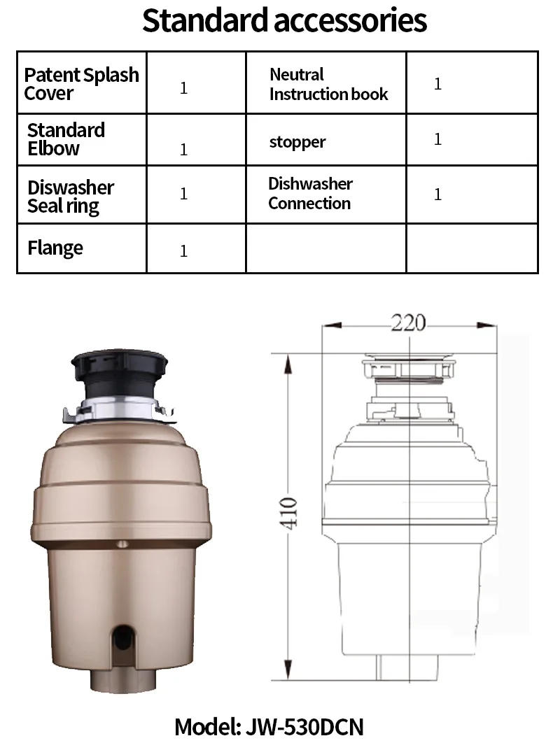 Description Picture 6 of item110V-120V Kitchen food waste disposer kitchen appliance garbage disposal 음식물쓰레기 분쇄기 cozinha