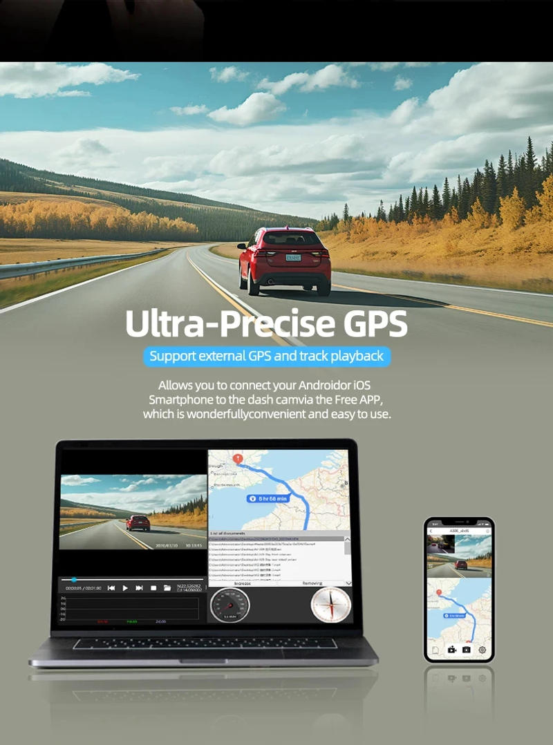 Description Picture 6 of itemE-ACE Dash Cam 4K Car Video Recorder 170 ° Super Large Angle WIFI GPS 24H Parking Monitoring Car DVR 1080P Rear Camera Black Box