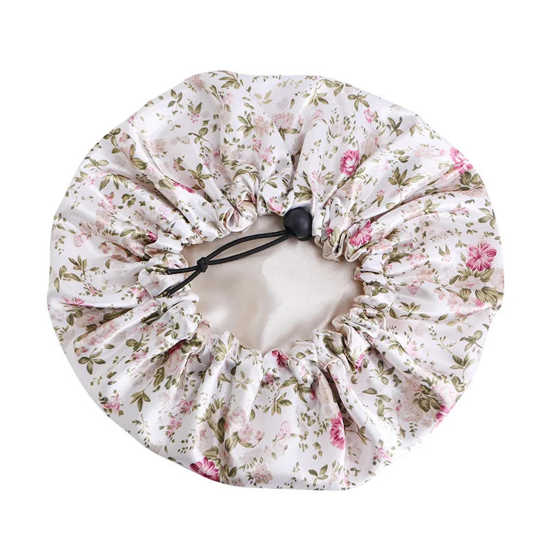 Description Picture 6 of itemBaby Boy and Girl Cute Double-layer Round Hat Adjustable Children's Satin Nightcap Shower Cap