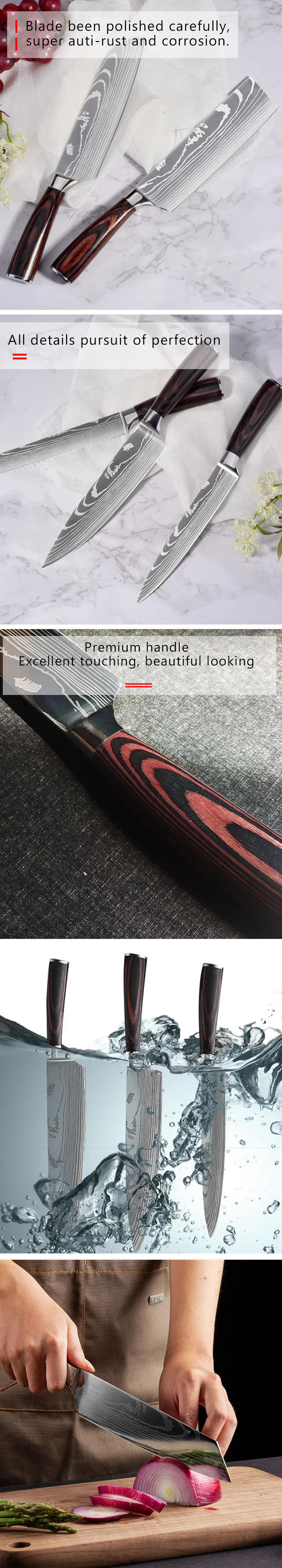 Description Picture 6 of itemSharp Kitchen Knives Cleaver Meat Fish Fruit Bread Knife Butcher Boning Japanese Knife Chef Cooking Cleaver Laser Damascus Knife
