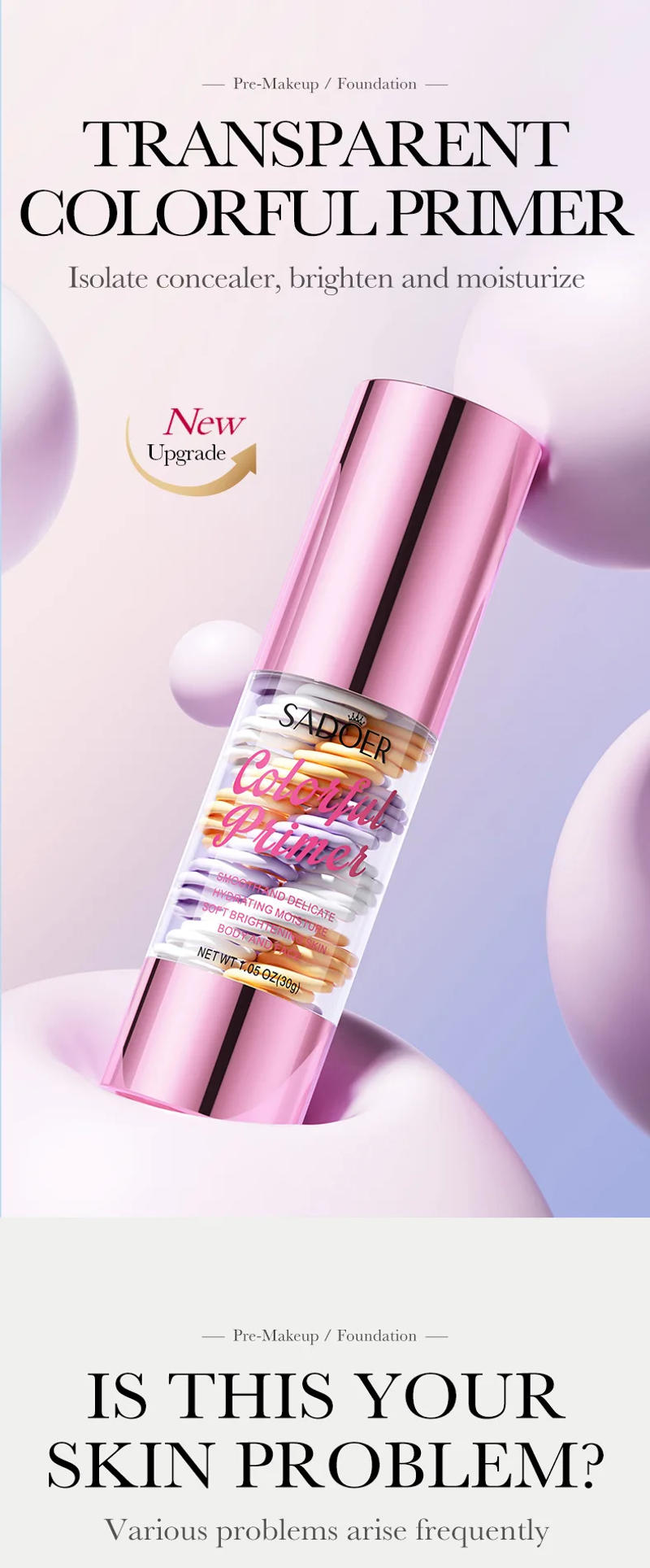 Description Picture 4 of itemSPF50+ Makeup Primer Moisturizing Isolation Cream Invisible Pores Facial Base Brighten Correcting Skin Tone Refreshing Cosmetics