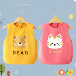 Baby Sleeveless Bibs Children Eating Smocks Aprons Boys Girls Waterproof Dirt Resistant Bib Cute Cartoon Summer Kids Thin Smock