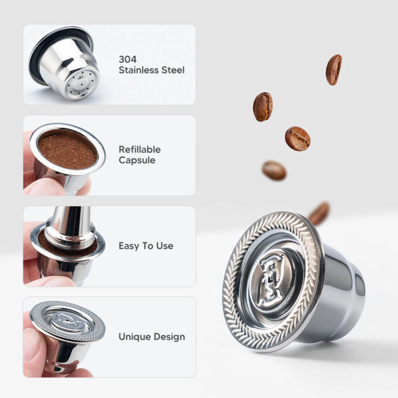 Description Picture 6 of itemStainless Steel Reusable Coffee Capsules Fit For Nespresso Capsules OriginalLine, Metal Refillable Espresso Coffee Filter Pods