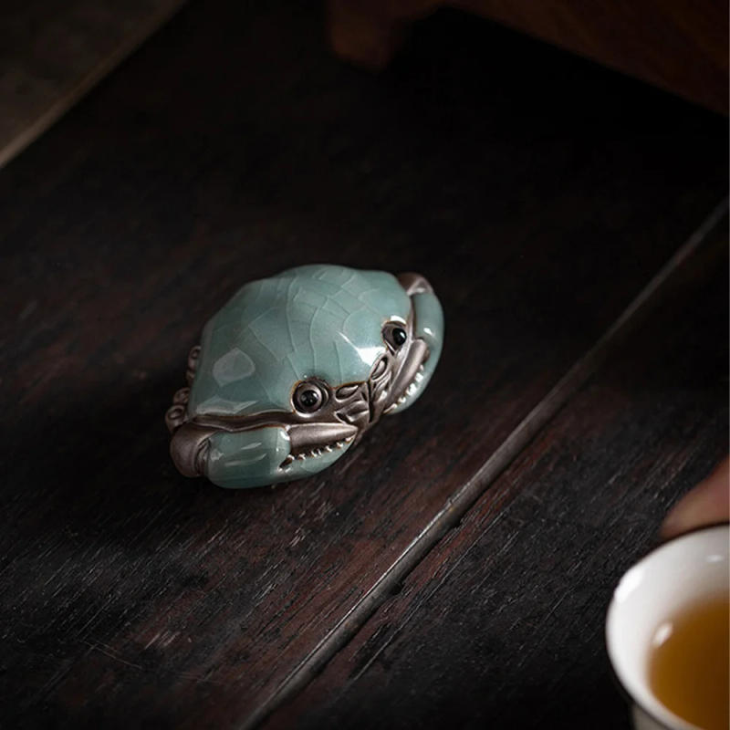 Description Picture 3 of itemCracked Glaze Crab Play Handmade Kongfu Tea Pet Decoration Tea Table Tea Ceremony Accessories Tea Pet Furniture For Display