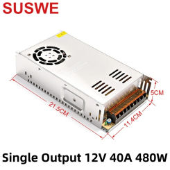 AC 100-240V  Single Output Switching Power Supply DC 12V 480W 40A Adapter for LED Light Strip 3D Printer