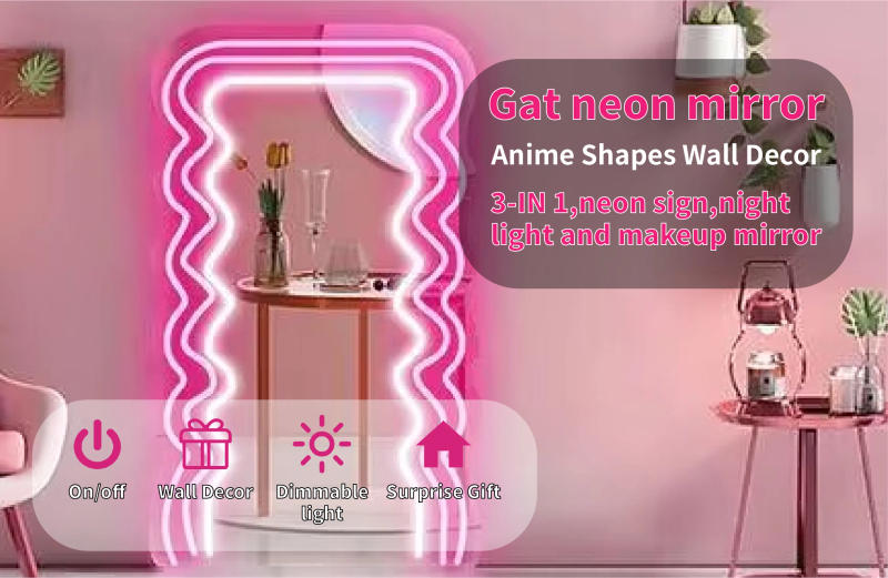 Description Picture 3 of itemCustom Silver Mirror Neon LED Sign, Room Decor, Party Atmosphere, Wall Decor, Business Logo, Name Design, Birthday Gift