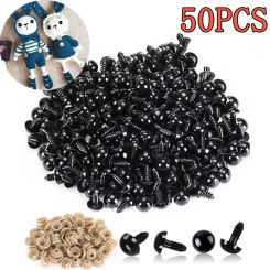 50pcs DIY Doll Eyeball Black Safety Eyes Plastic Toys Craft Supplies Sewing Making Crafts Materials DIY Apparel Sewing Fabric ﻿