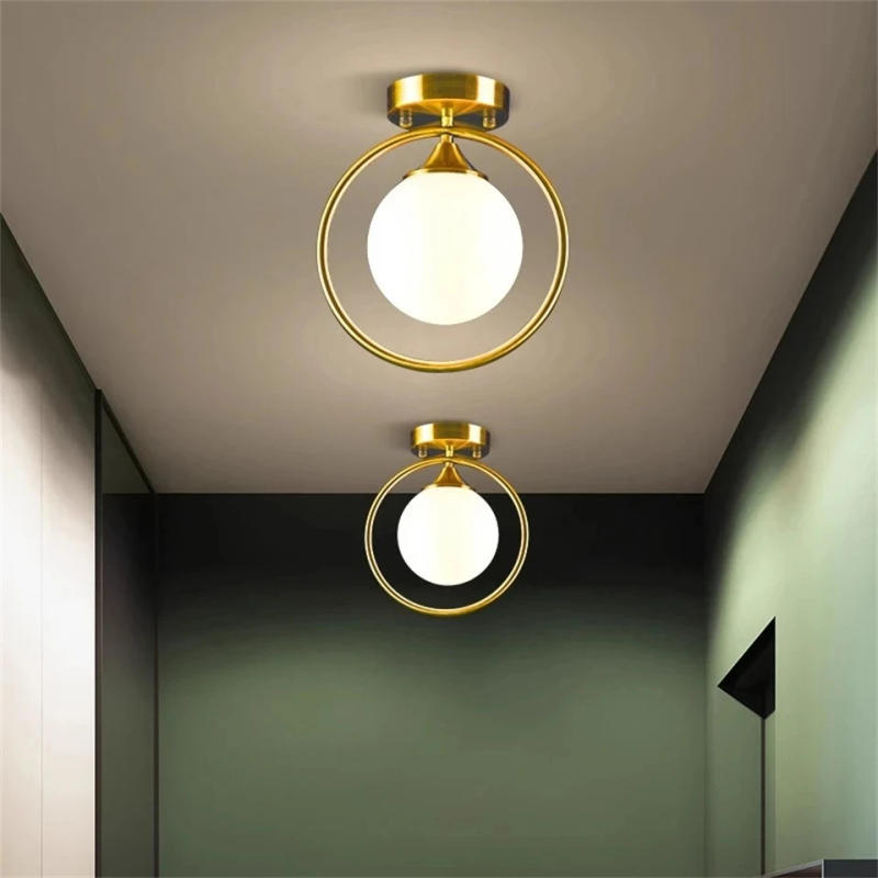Description Picture 4 of itemNordic Circular luster led Ceiling Chandelier Glass Ceiling Lamp for Corridor Foyer Home Decor Ceiling Lights Fixtures luminaria