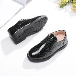 Kids Shoes For Boys Genuine Leather Shoes For Kids Wedding School Show Dress Flats Light Classic Black Children Loafer Moccasins