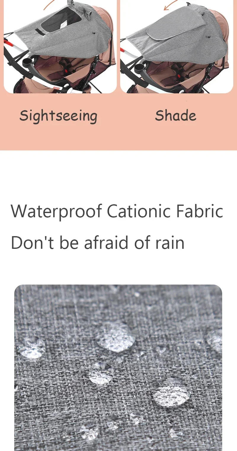 Description Picture 6 of itemUniversal Baby Stroller Accessories Canopy Cover for Prams Infants Car Seat Sun VisorSun Shade UV Protection Sunshade Carriage