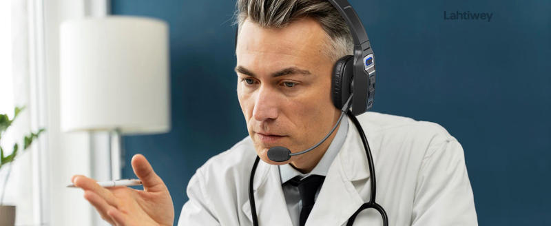 Description Picture 5 of itemBluetooth Headset with Microphone, Trucker Bluetooth Headset with AI Noise Cancelling & Mute Button, Wireless On-Ear Headphones