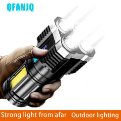 LED flashlight USB charging COB side light small, portable, long endurance quad core outdoor multifunctional waterproof  durable