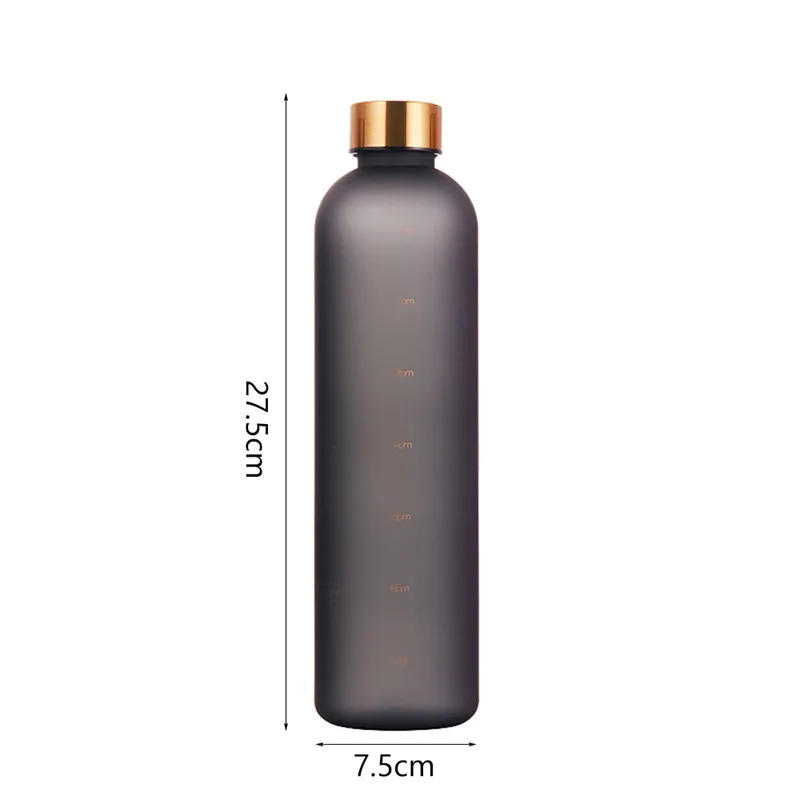 Description Picture 4 of item1L Water Bottle with Time Marker 32 OZ Fitness Sports Outdoor Travel Portable Leakproof Drinkware BPA Free Frosted Drink Bottles