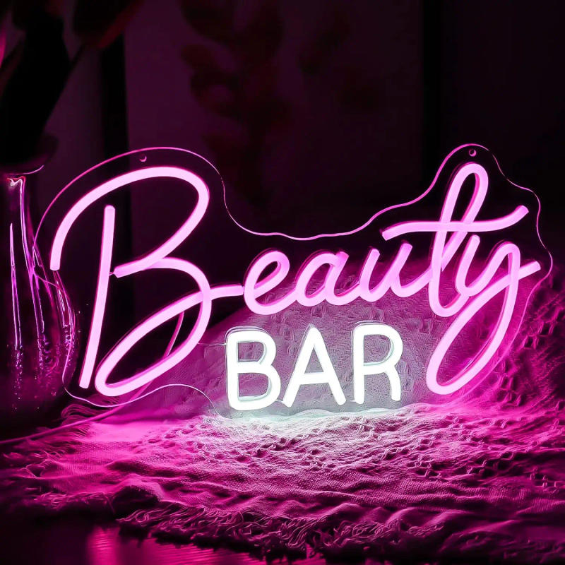 Description Picture 3 of itemBeauty Bar Neon Sign Pink Light Up Neon Light For Wall Decor Makeup Room Bedroom Decor Energize Space With Magical Ambiance