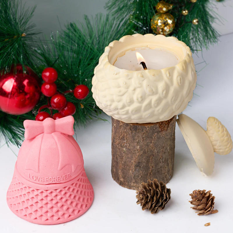 Description Picture 5 of itemDIY Christmas Candle Jar with Lid Mold Plaster Concrete Epoxy Storage Box Casting Silicone Mold Crafts Gifts Party Holiday Decor