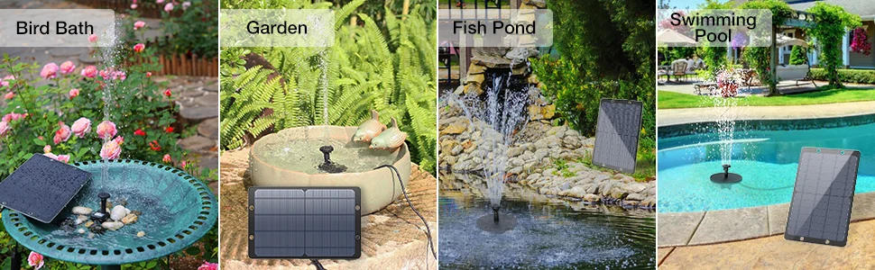 Description Picture 5 of itemDIY 9W  Solar Water Fountain for Garden Decorate with Nozzles Water Pipe for Bird Bath Solar Powered Outdoor Fountain for Ponds