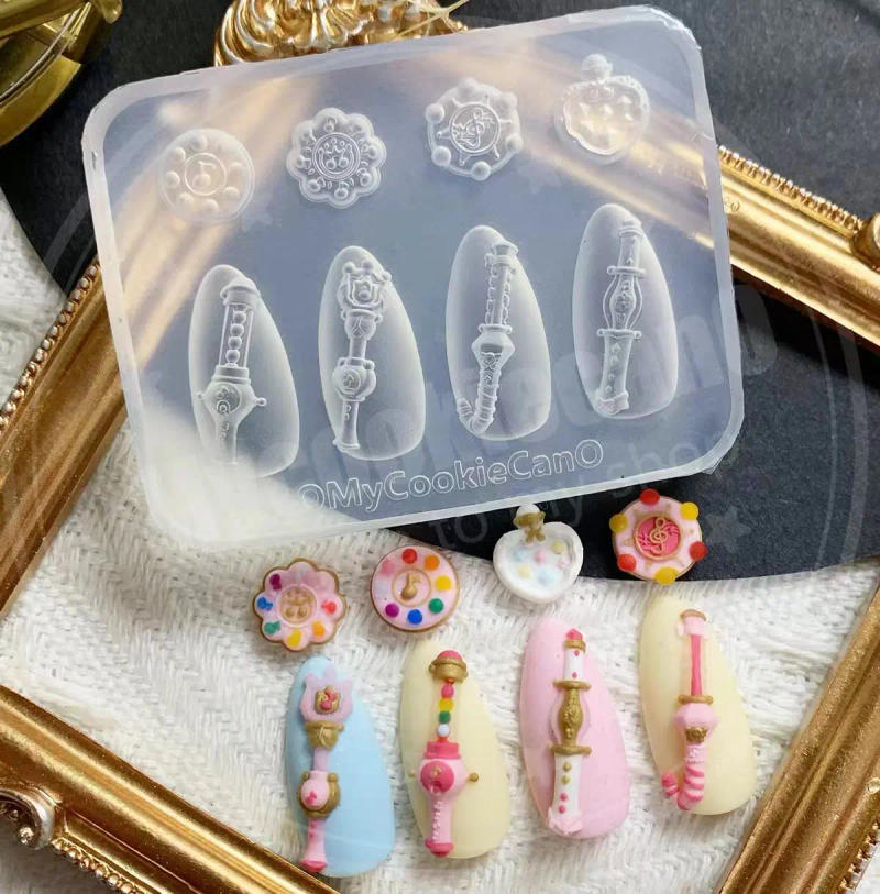 Description Picture 3 of item1pc Ice Cream Strawberry Cream Cookie Witch 3D Acrylic Mold  Nail Art Decorations Cat DIY Design Silicone  Nail Art  Nails  Mold