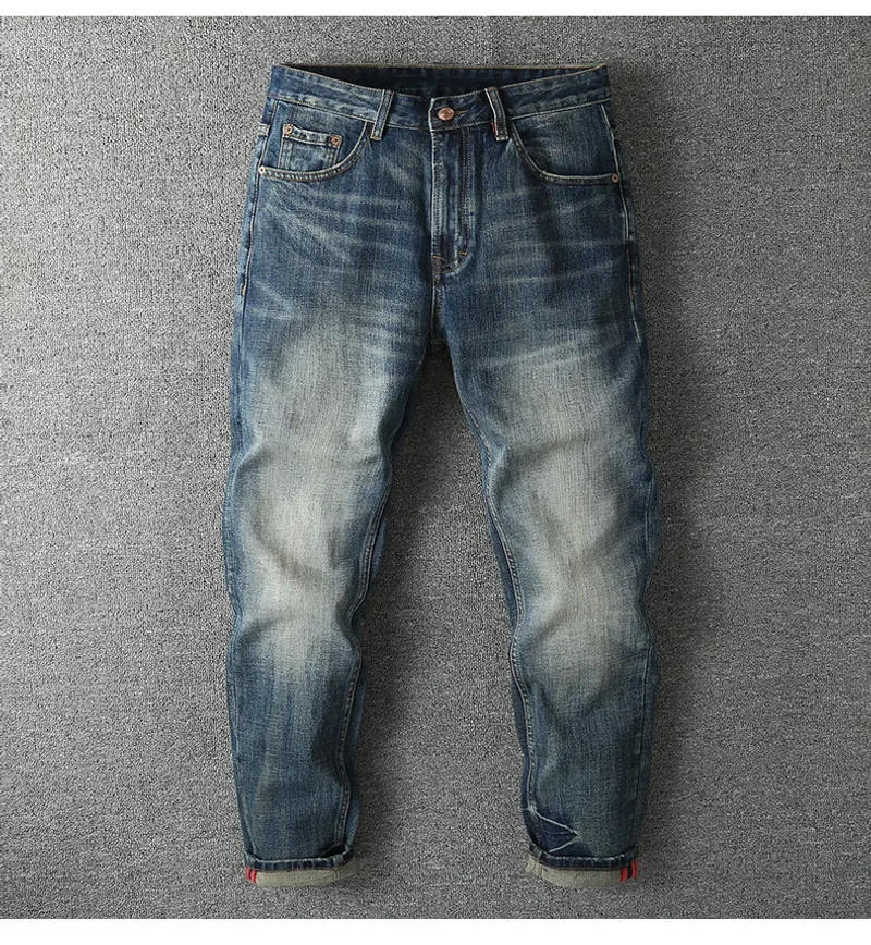 Description Picture 4 of itemRetro Do The Old Straight Jeans Men Casual Loose Baggy Denim Pants Streetwear Trousers Premium Clothes