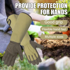 2Pcs Heat-resistant Leather Long Sleeve Gloves Garden Shrub Anti-slip Wear-resistant Gloves For Hot Work And Garden Pruning