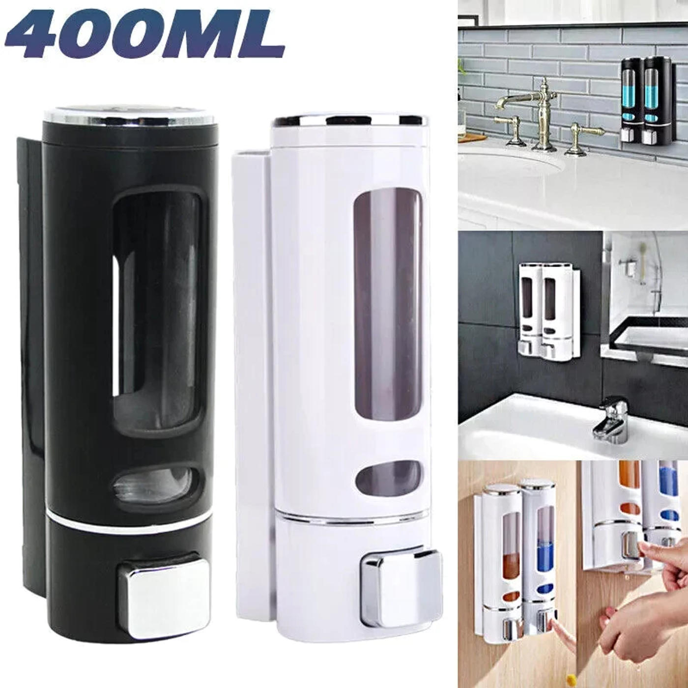 Description Picture 3 of item400ml Shower Soap Dispenser Wall Mounted Shampoo And Conditioner Dispenser Adhesive Handwashing Fluid Dispenser