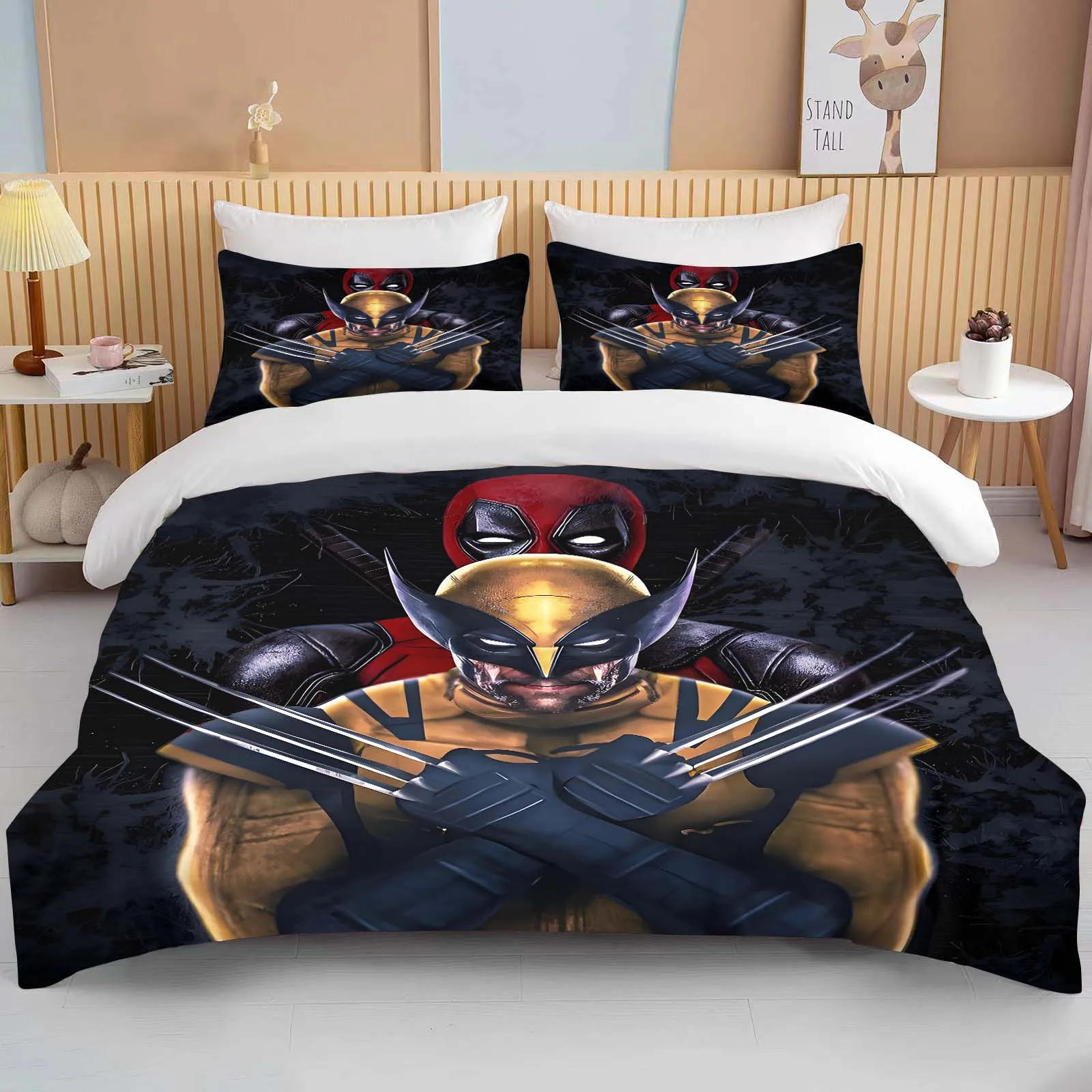 Description Picture 6 of item10 Sizes Marvel Deadpool Printed Quilt Cover Pillowcase Bedding Set Kids Adult Comfortable Bed Set Twin King Queen Bedding Set