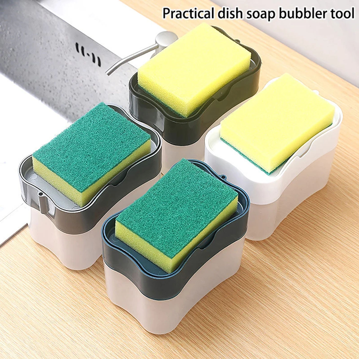 Description Picture 2 of item1PC Dish Soap Dispenser For Kitchen,Liquid Soap Dispenser Kitchen SoapDispenser With Sponge Holder,Kitchen Production Foam Tool