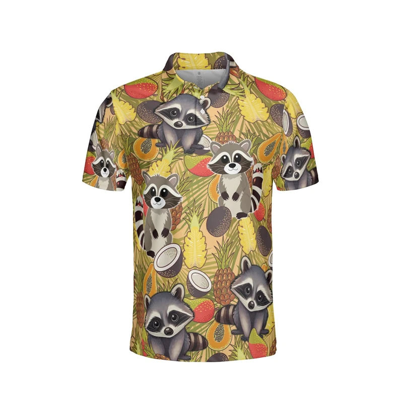 Funny Animal Raccoon Graphic Polo