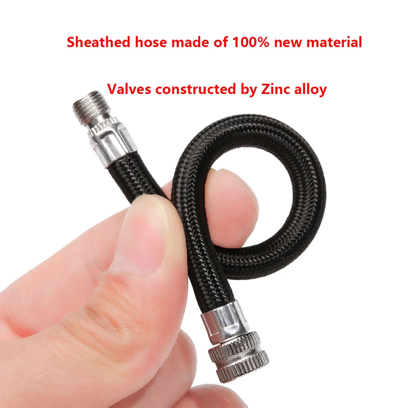 Description Picture 5 of item1Pcs Portable Bicycle Pump Extension Hose Tube Pipe Cord Bike Pumping Service Parts Longer Use150Psi Schrader A/V Valve Dropship