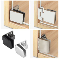 Zinc Alloy Glass Door Hinge Self-closing No Drilling Frameless Clamp Furniture Accessories Hardware Cabinet Door Hinge