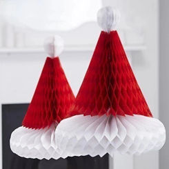 3/4/5/10PCS 20cm Christmas Tree Ornament Honeycomb Christmas Hats Hanging Pendant DIY New Year Xmas Party Decoration Home Market