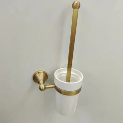 Hardware Retro Bathroom Pendant, White Ceramic Cup, Brass Handle, Toilet Brush Rack, Suitable for Bathroom Decoration