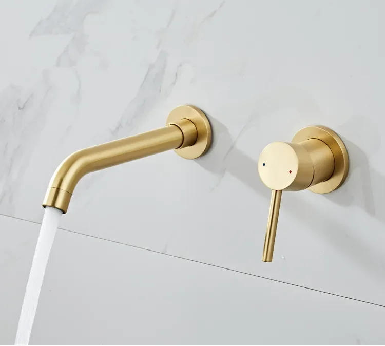 Description Picture 6 of itemBasin Faucet Gold Bathroom Sink In-Wall Hot Cold Brushed Gold Basin Spout Mixer Tap Combination Blanoir Brass tap