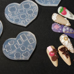 1Pc 3D Silicone Nail Mold DIY Clay Drop Glue Production Reusable Kawaii Biscuit Cat Paw Rose Nail Decoration Art