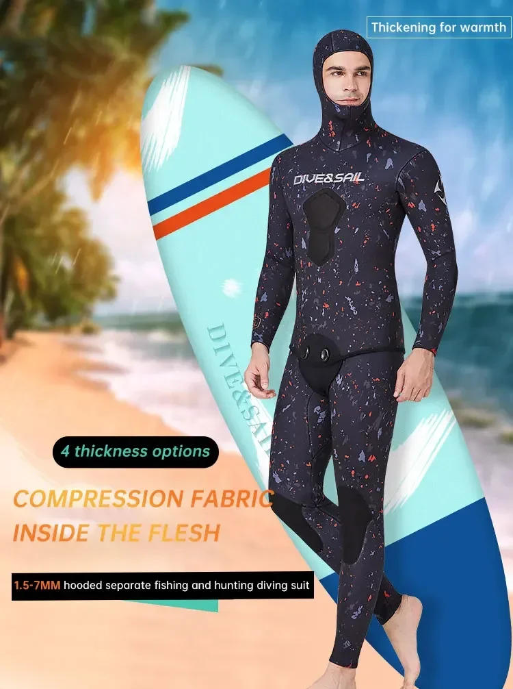 Description Picture 3 of item3MM/5MM/7MM CR Neoprene Wetsuit Open Cell Free Diving Suit Camouflage Fullsuit Mens Snorkeling Swimming Spearfishing Wetsuit