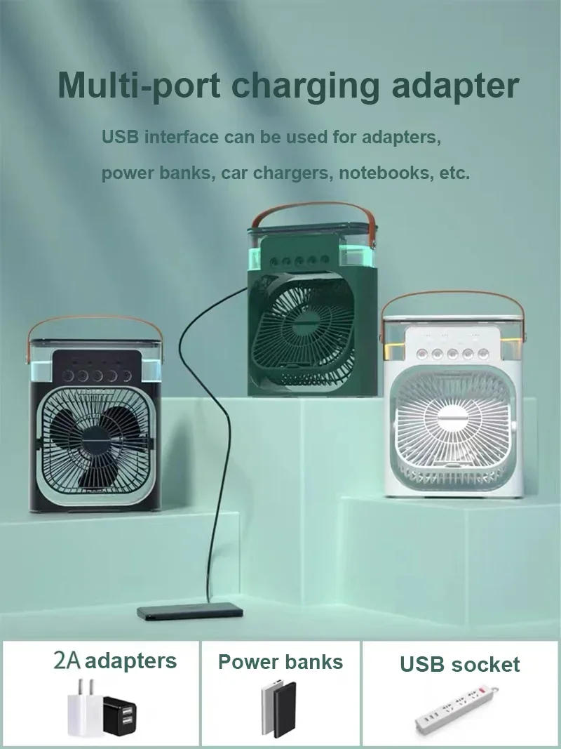 Description Picture 5 of itemPortable Humidifier Fan AIr Conditioner Household Small Air Cooler Hydrocooling Portable Air Adjustment For Office 3 Speed Fan