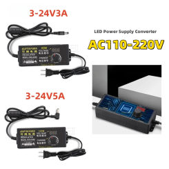 Adjustable AC to DC 3-24V 5A 3A Switching Universal Adapter Display Screen Voltage Regulated Power Supply 60W 120W for LED Strip