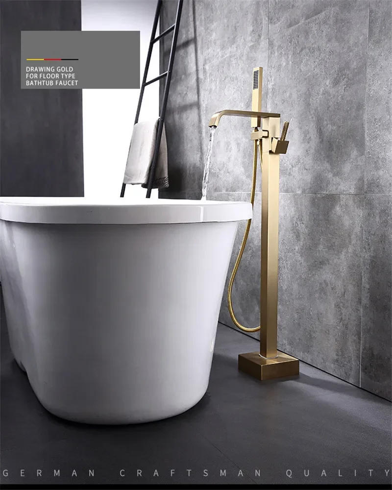 Description Picture 3 of itemBathtub Faucet + Handheld Shower Free Standing Rose Gold  Mixer Taps Floor or Wall Mounted Mixer