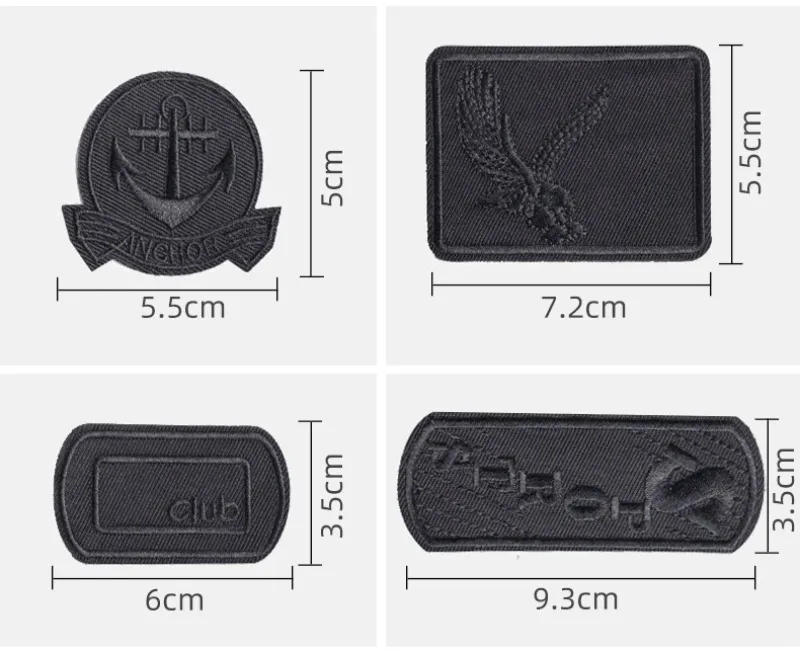 Description Picture 4 of item6Pcs Self Adhesive Black Embroidery Fabric patch Leather Clothes Mend Decorate Iron On Patch Apparel Sewing Patches For Clothing